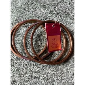 The Lotus House Shell Bangle Set of 4 Bronze Tone Mosaic Inlay Bracelets NEW